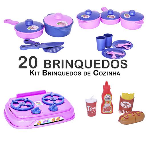 Jogo De Cozinha Infantil Kit Panelinhas e Comidinhas