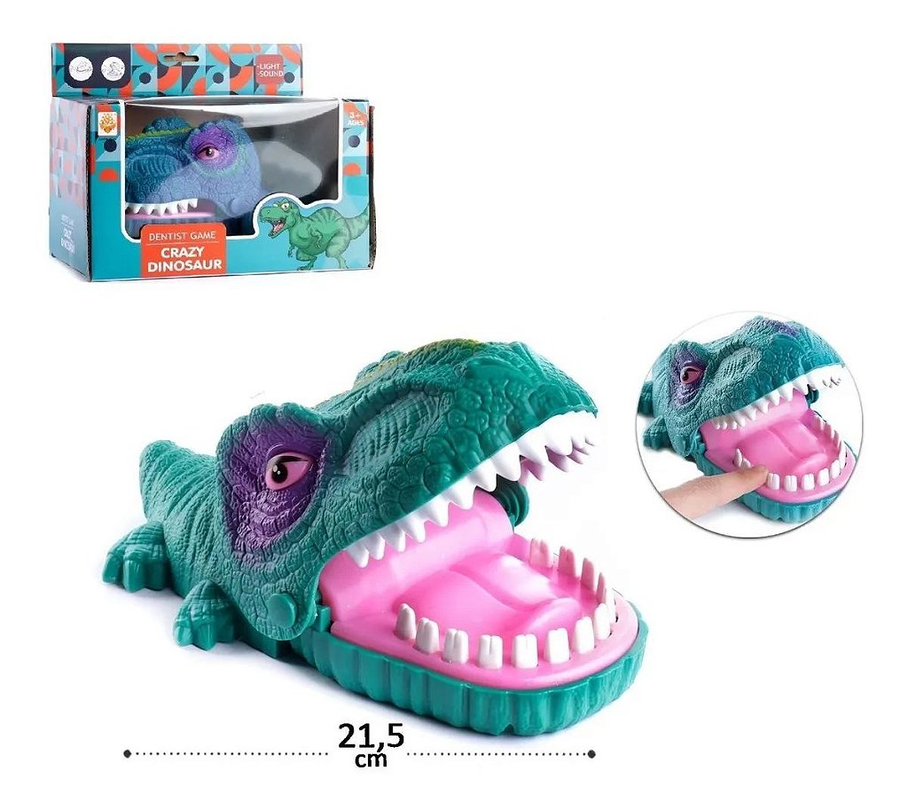 Dinossauro Rex Dentista Jogo de Apertar o dente do Dinossauro com Luz e Som  Azul em Promoção na Americanas