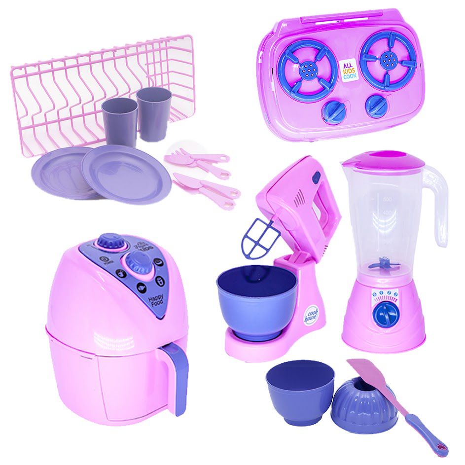 Kit Cozinha Pote Comida Jantar Ar Fryer Mercado Menina 45pç