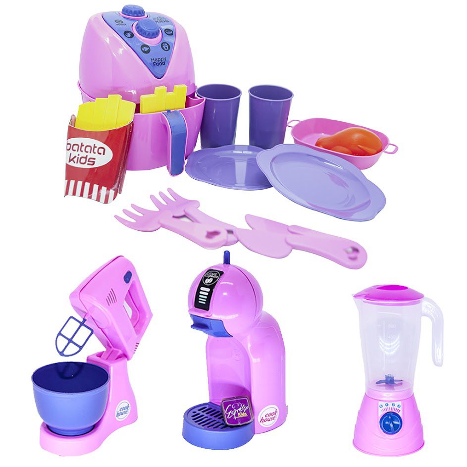 Kit Menina Princesa Jantar Panela Café Bolo Air Fryer 17pç - Click