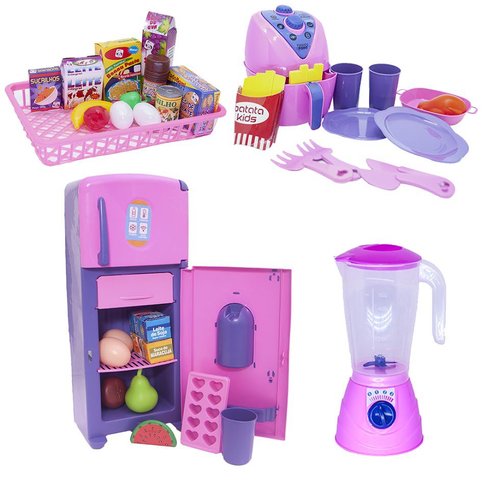Cozinha Infantil Rosa Menina Brinquedo Jantar Mercado 38pç - Click Compras  Na Internet®
