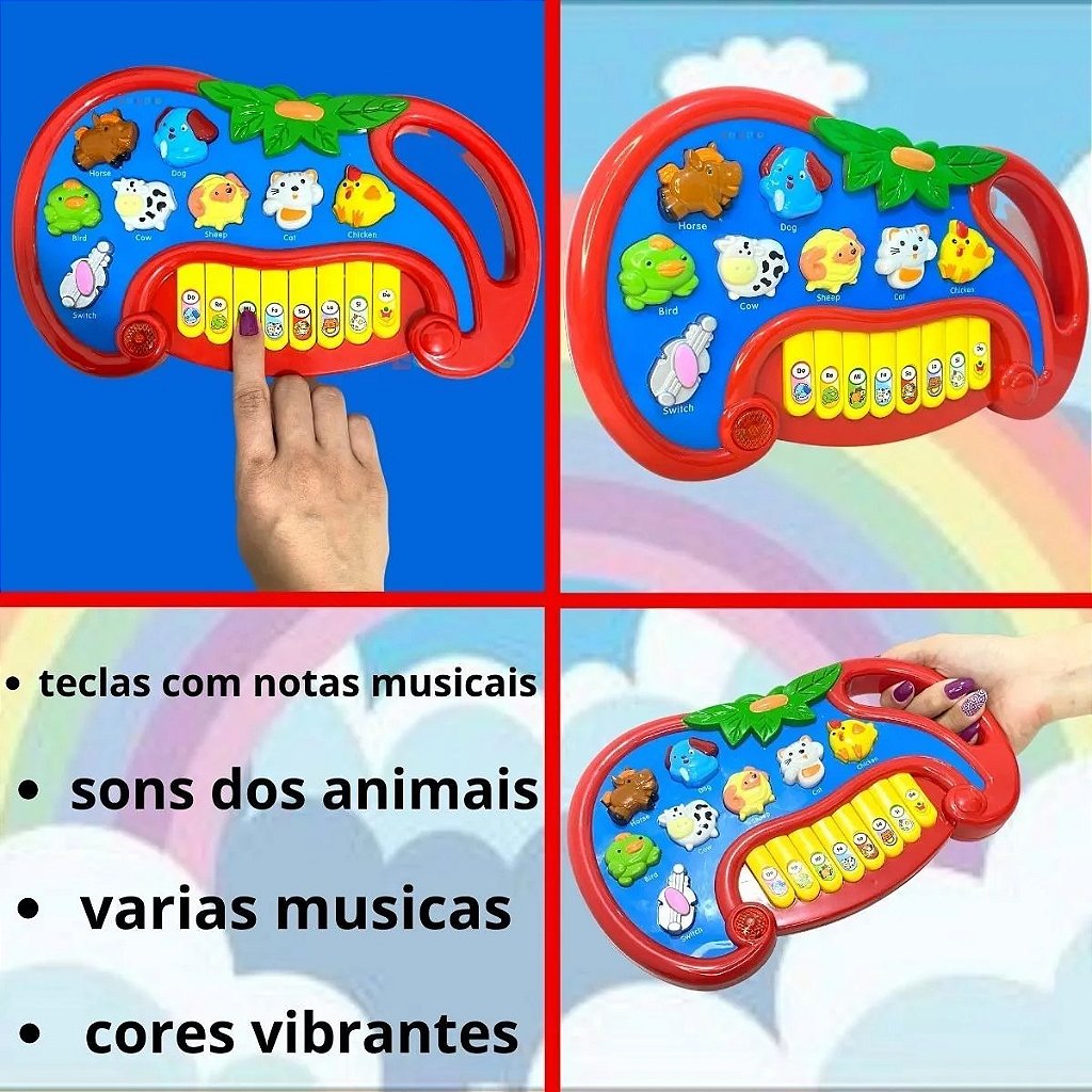 Piano Infantil Teclado Musical Com Luz & Som De Animais no Shoptime