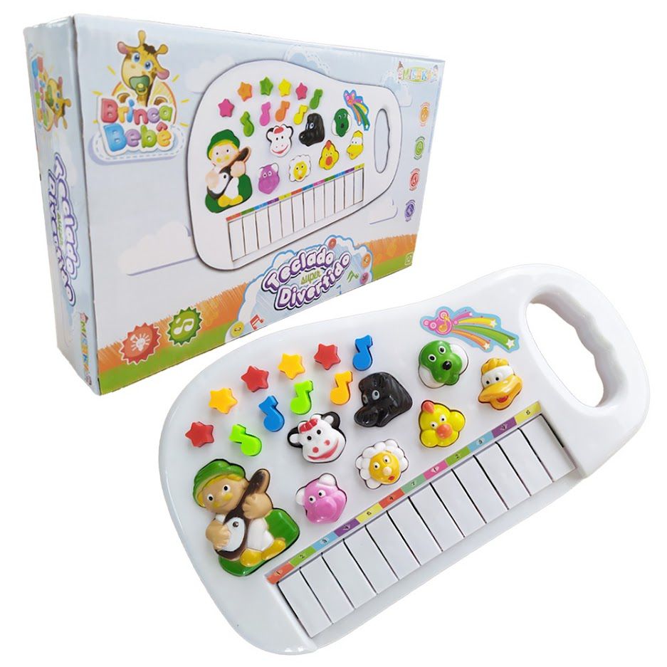 Teclado Piano Musical Luz Som De Bicho Animais Infantil