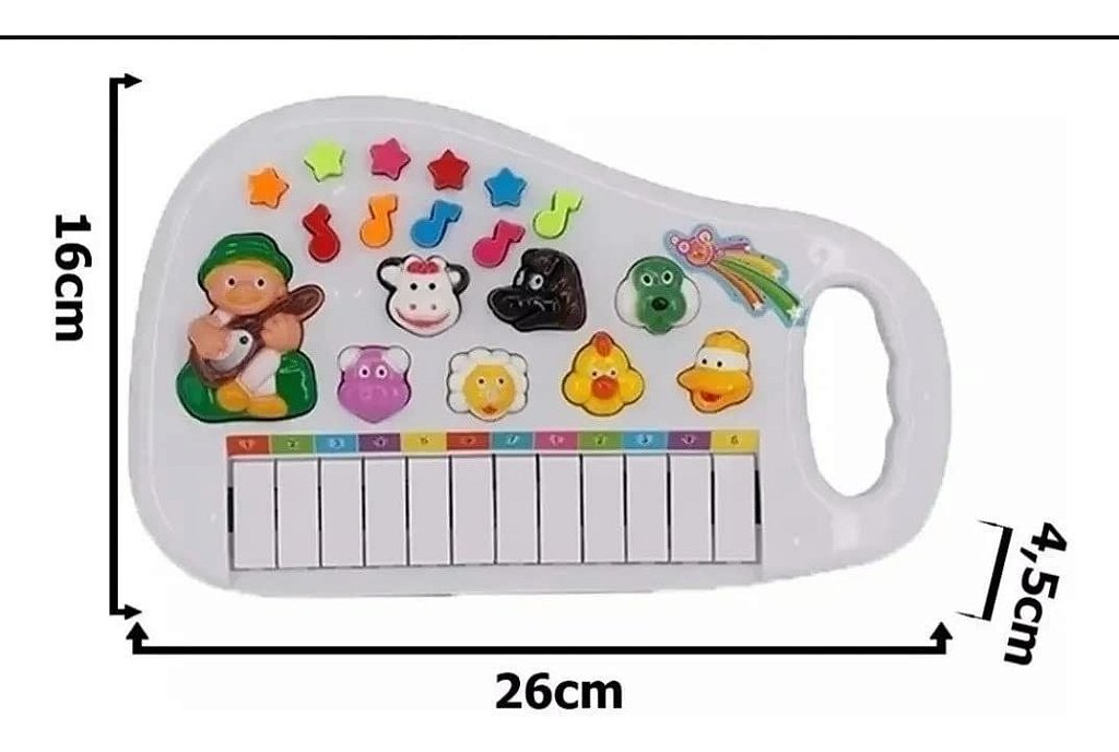 Teclado Piano Musical Luz Som De Bicho Animais Infantil