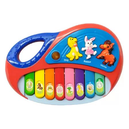 Brinquedo infantil pianinho musical fazendinha musicas sons de animais luz  e alca