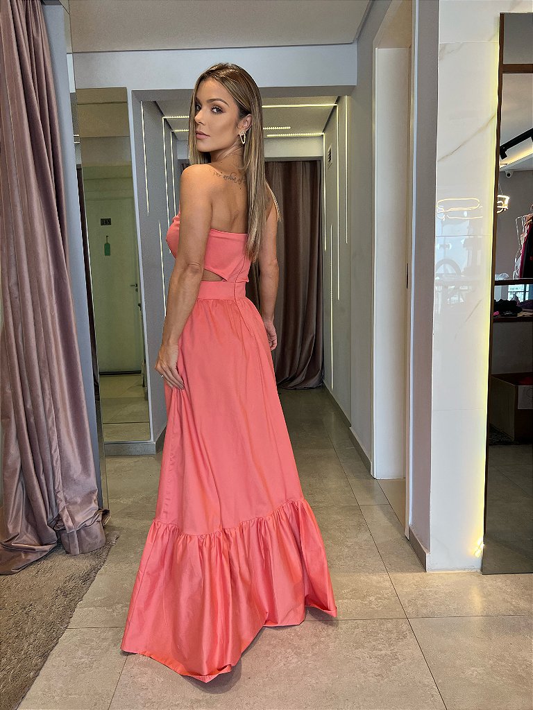 Vestido Longo Fendi Salmão - Labonna