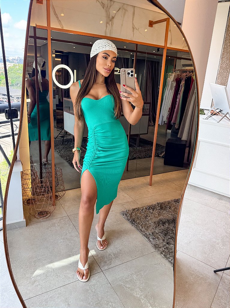 Vestido Midi Strong Tave Verde Bandeira Labonna