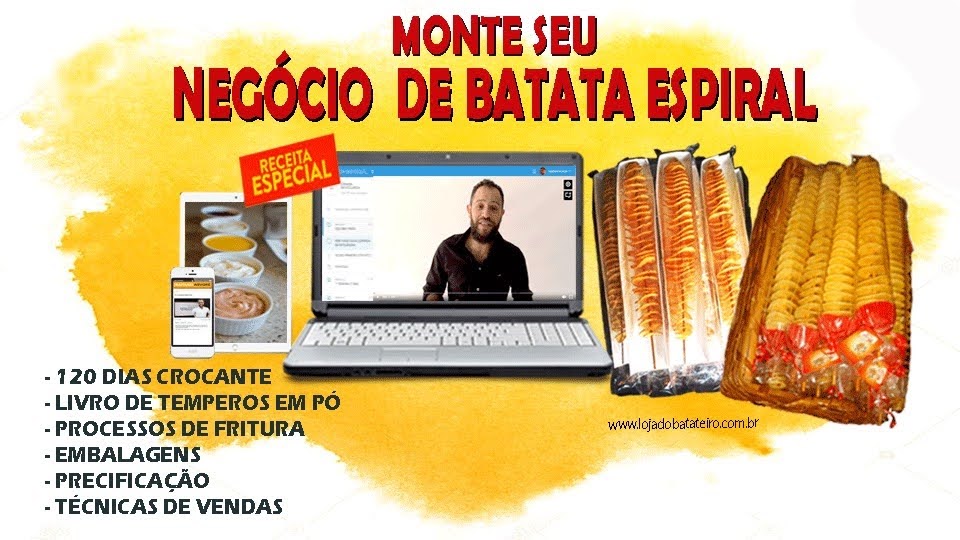 CURSO DE BATATA ESPIRAL - BATATA NO PALITO - Loja do Batateiro® & Raphael  Arvoré®