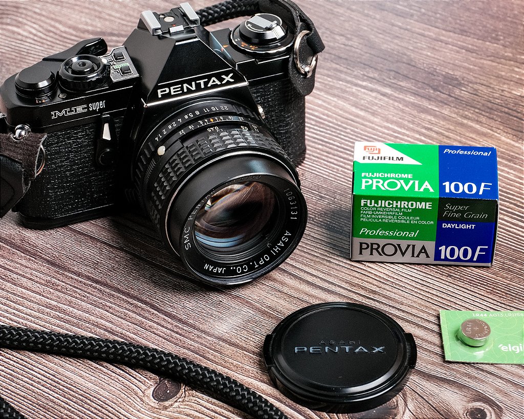 ペンタックス PENTAX　MEスーパー‪ PENTAX BLACK BODY Câmera 35mm - Pentax ME Super (9.8/10) + Lente 50mm f/1.4 + Alça