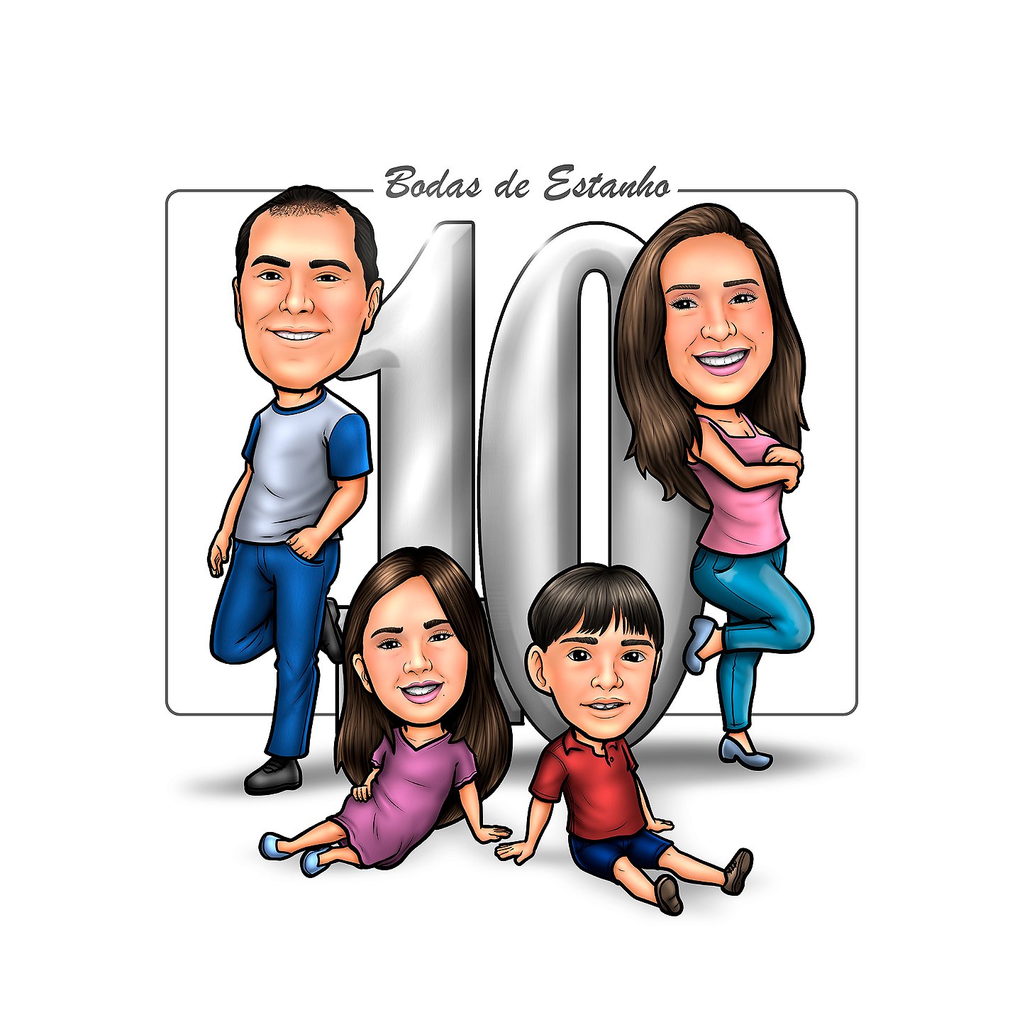 caricatura-casal-bodas-estanho-zinco