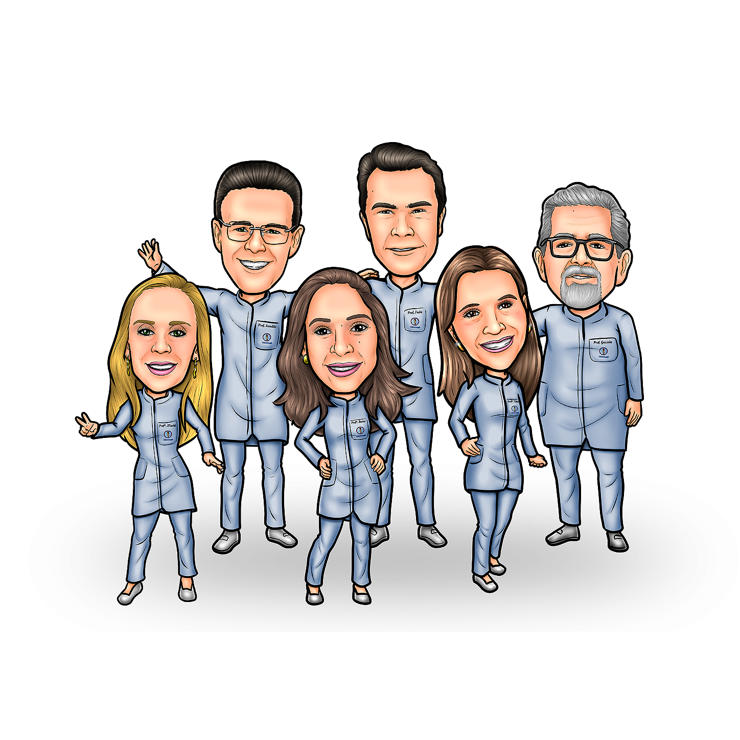 caricaturas-grupos-equipes-formatura-saude
