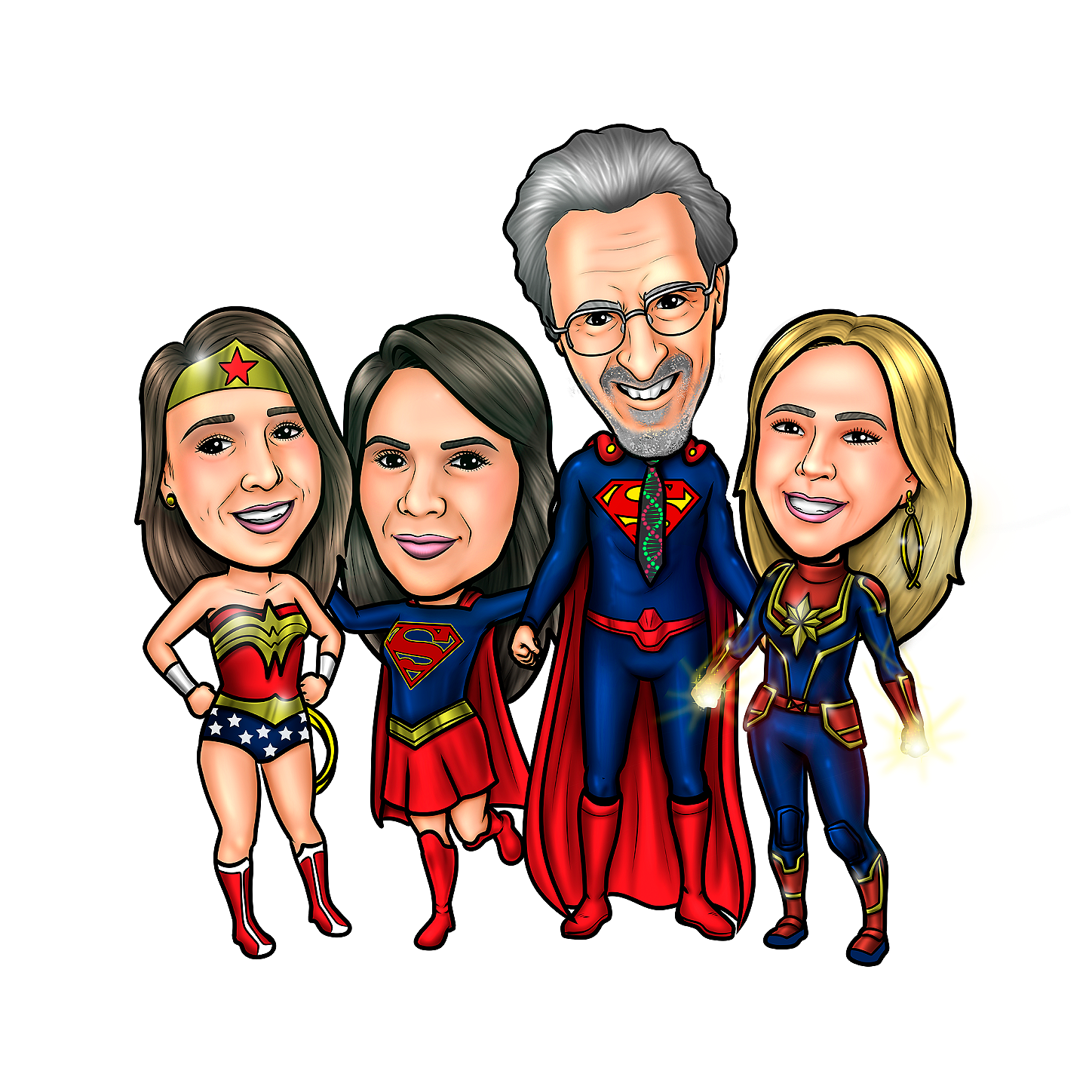 caricatura-equipe-amigos-herois
