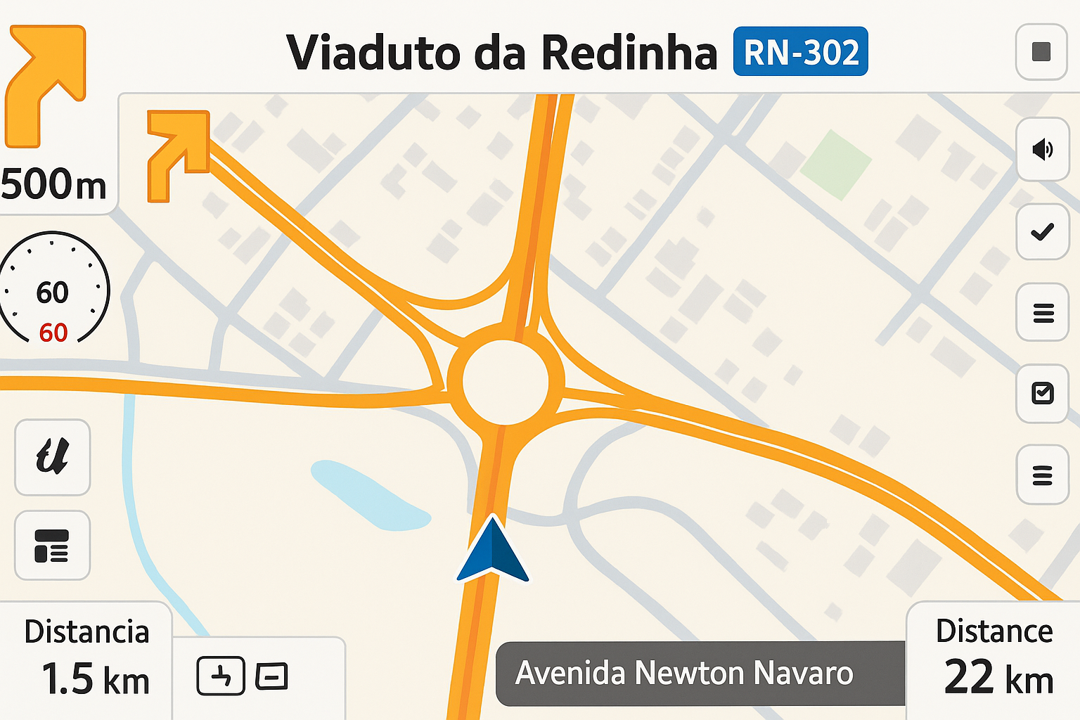 Exemplo de mapa desatualizado com rotatória antiga
