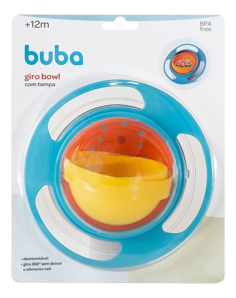 Prato Mágico Giratório Giro 360º Bowl Buba Não Cai Comida Infantil Rosa