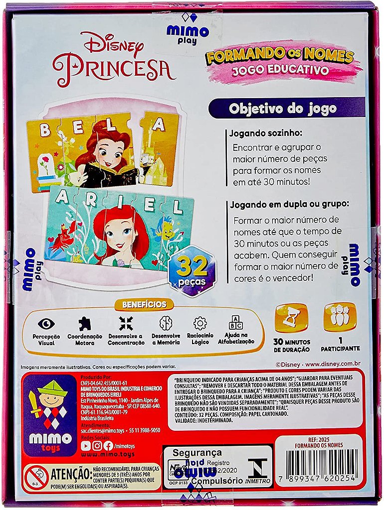 Jogo Dos NÚmeros Educativo Princesas Disney 30 NÚmeros - Mimo