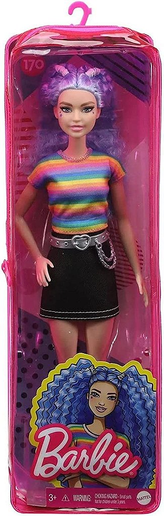 Boneca Barbie Fashionistas Menina Moderna Cabelo Azul - Roupa