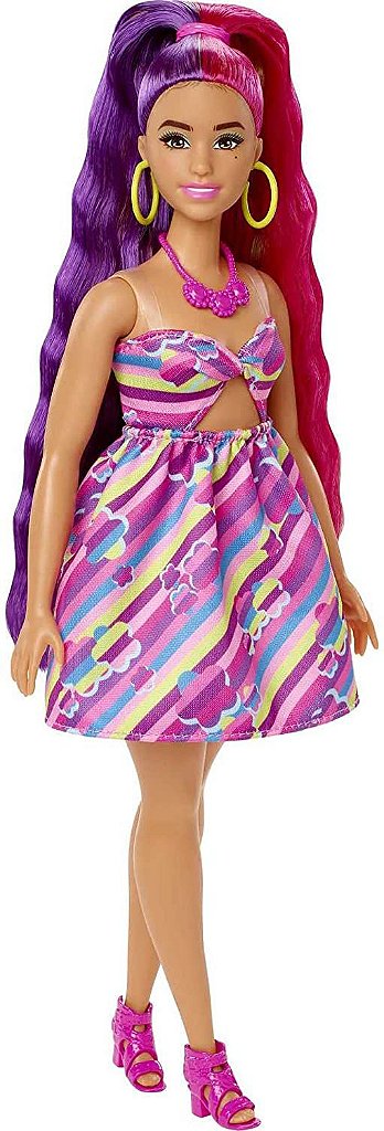 Boneca Barbie Totally Hair Vestido de Flores - Pirlimpimpim Brinquedos