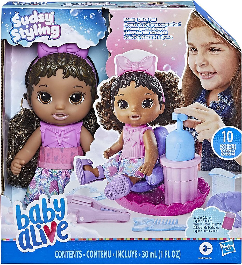 Baby Alive SUDSY STYLING Loira F5112 Boneca Bebê Salão de Beleza