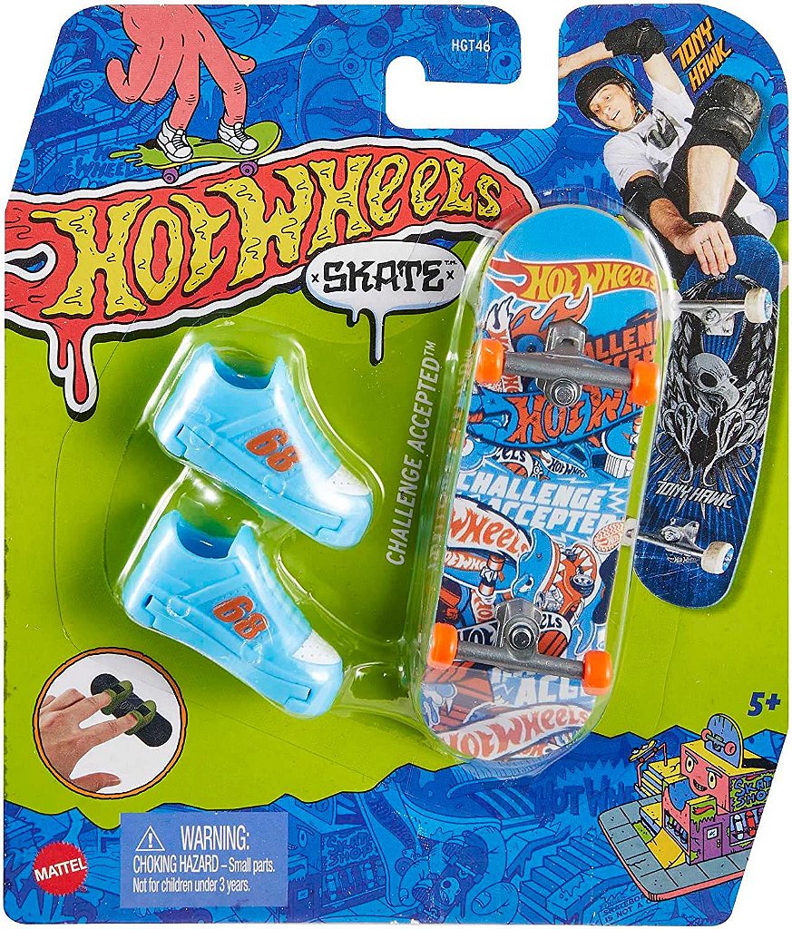 Hot Wheels - Skate de Dedo Com Tênis e Carro Básico