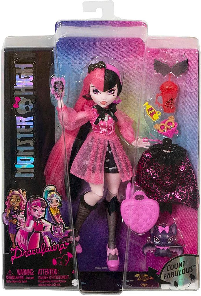 Boneca Monster High Cleo De Nile Cabelos Mechas Azuis Cachorro de Estimação  e Acessórios HHK54 Mattel