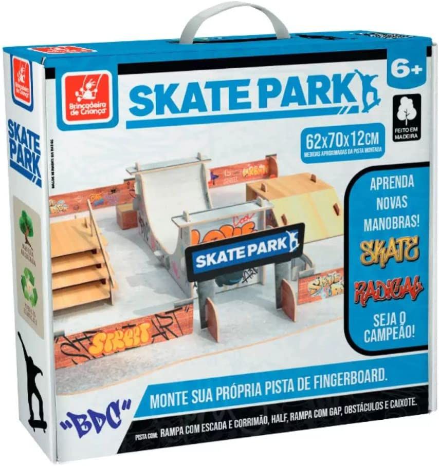 Pista Skate de Dedo para brincar em Mdf 33x6x15cm + Brinde - Loja da Dias