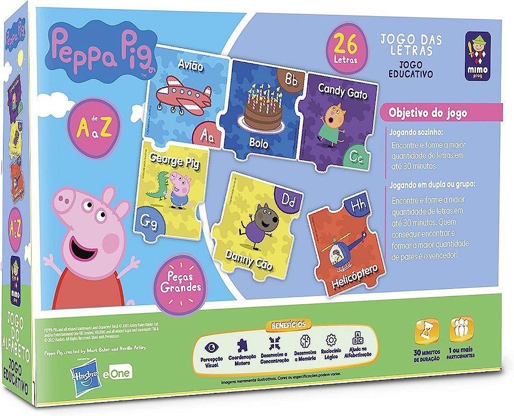 Brinquedo Jogo Educativo Letras Peppa Pig 2102 - Mimo Toys em Promoção na  Americanas