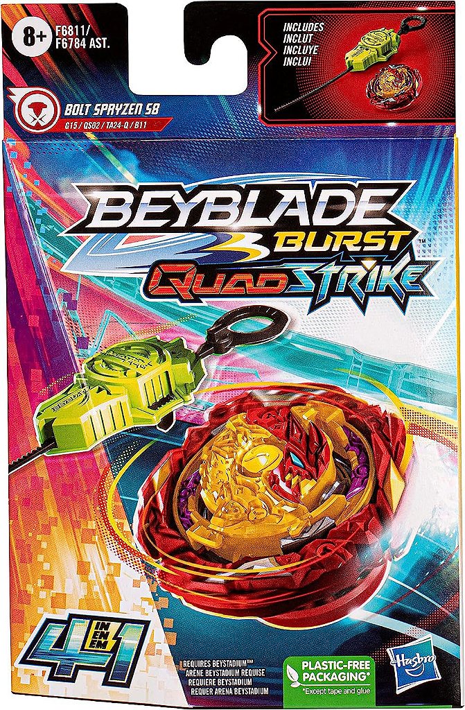 Beyblade Lançador Burst QuadStrike Bolt Spryzen Hasbro F6811