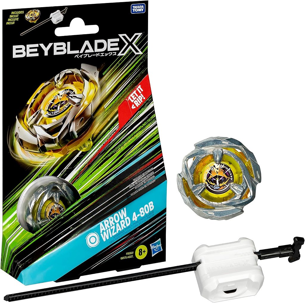 Beyblade X Arrow Wizard 4-80B pião e lançador Hasbro F9582 - Star