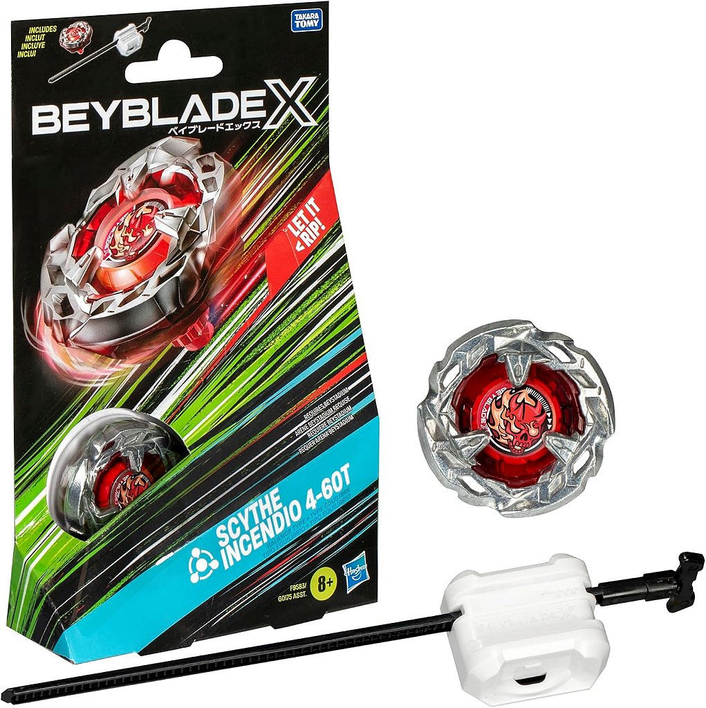 Beyblade X Scythe Incendio 4-60T Kit Inicial com pião e lançador