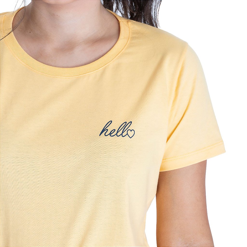 Camiseta Feminina Estampa Pequena Amarela - Tipo B.