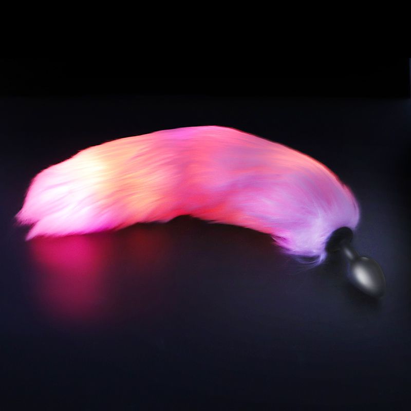 mega plug anal Plug Anal Silicone P com Rabo Longo Iluminado ROSA RYGJ001+MPJ080A - Libb  Sex Toys
