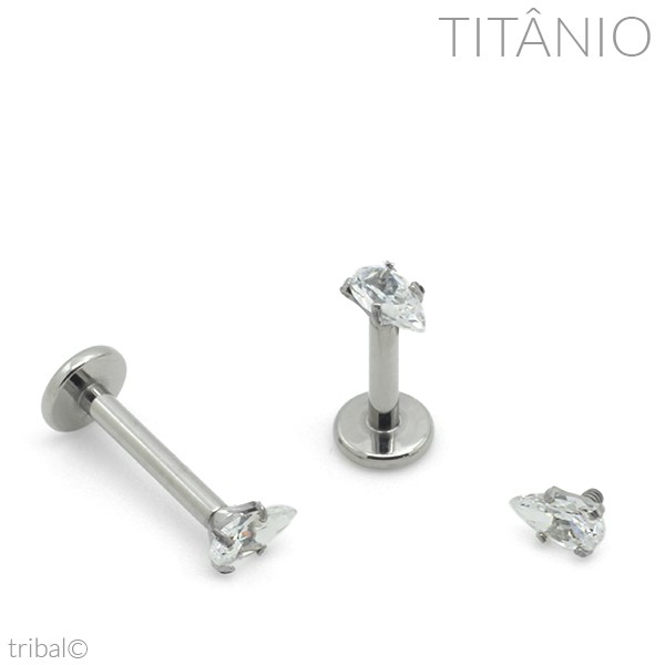 Piercing Umbigo Zircônia 4 Pedras Titânio - Tribal Joalheria