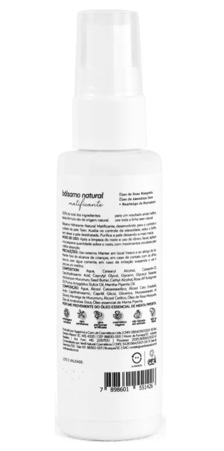 Verdi Natural Bálsamo Facial Matificante para Pele Oleosa - Beleza