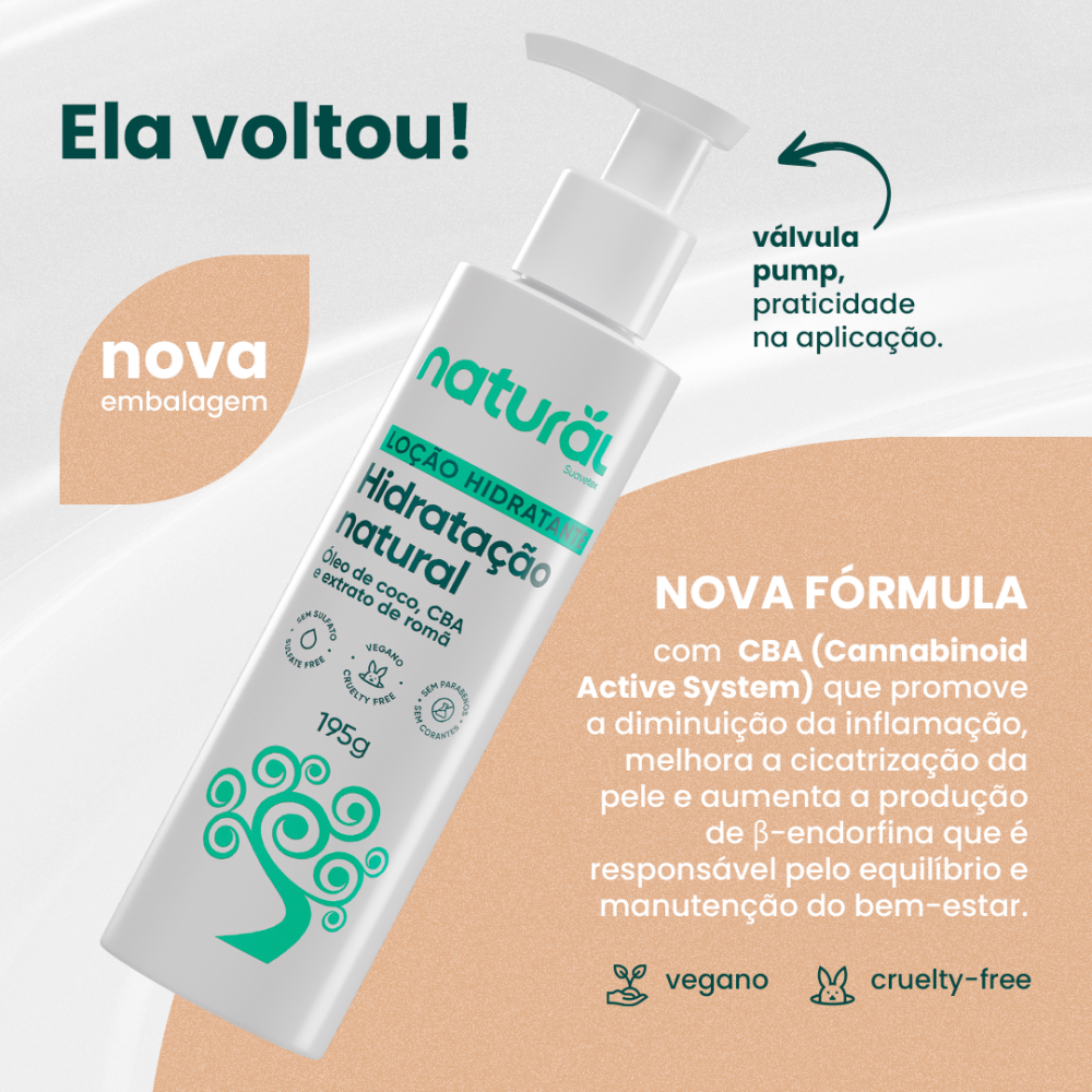 Suavetex Natural Loção Hidratante com Óleo de Coco e Extrato de