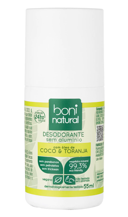 Boni Natural Desodorante Coco e Toranja Roll-on - Beleza do Campo