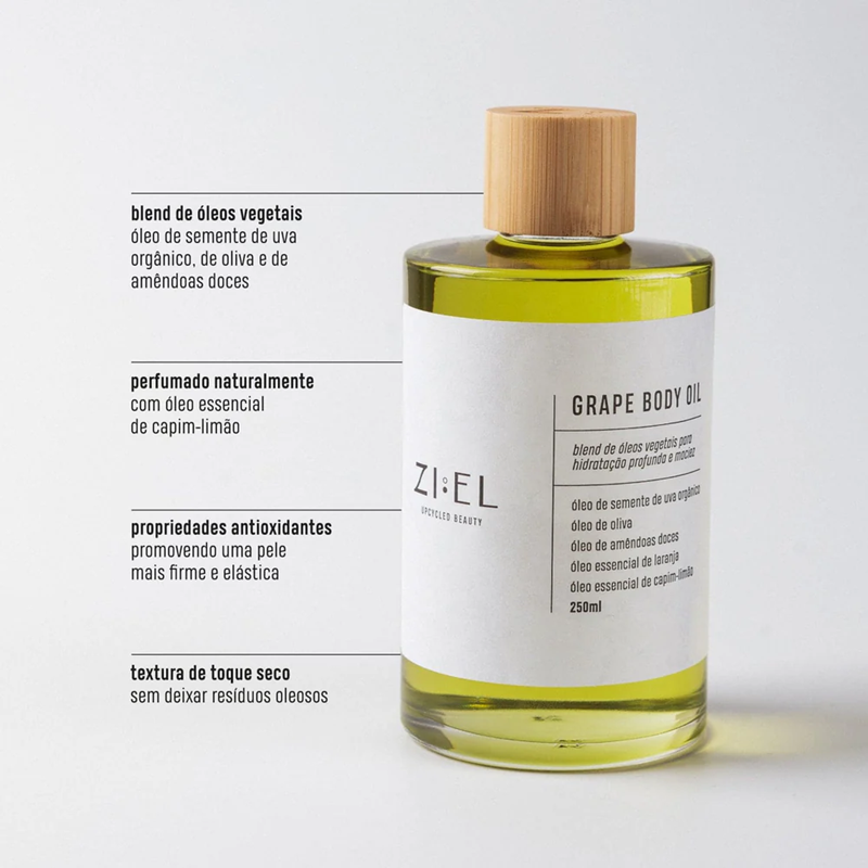Ziel Grape Body Oil - Óleo Corporal Hidratante com Óleo de Uva