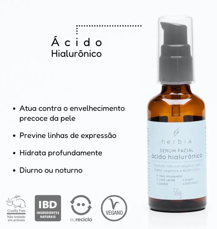 Herbia Sérum Facial Revitalizante Ácido Hialurônico, Café Verde e