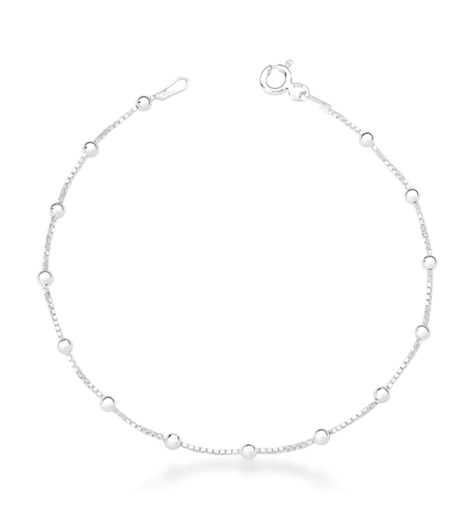 Pulseira Bolinhas Corrente Veneziana V15 Prata 925