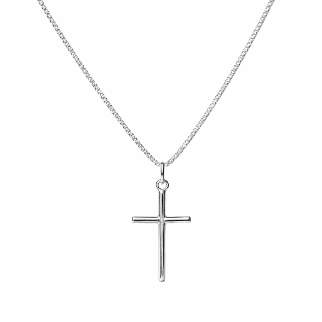 Colar Crucifixo Médio Liso Prata 925