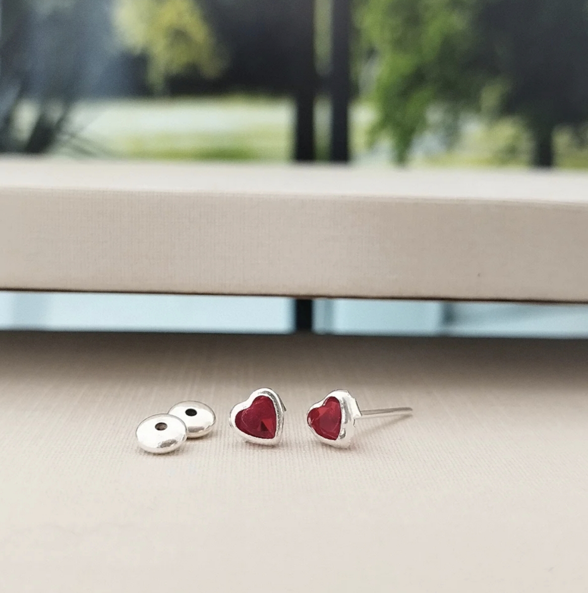 Brinco Baby Coração Vermelho Prata 925