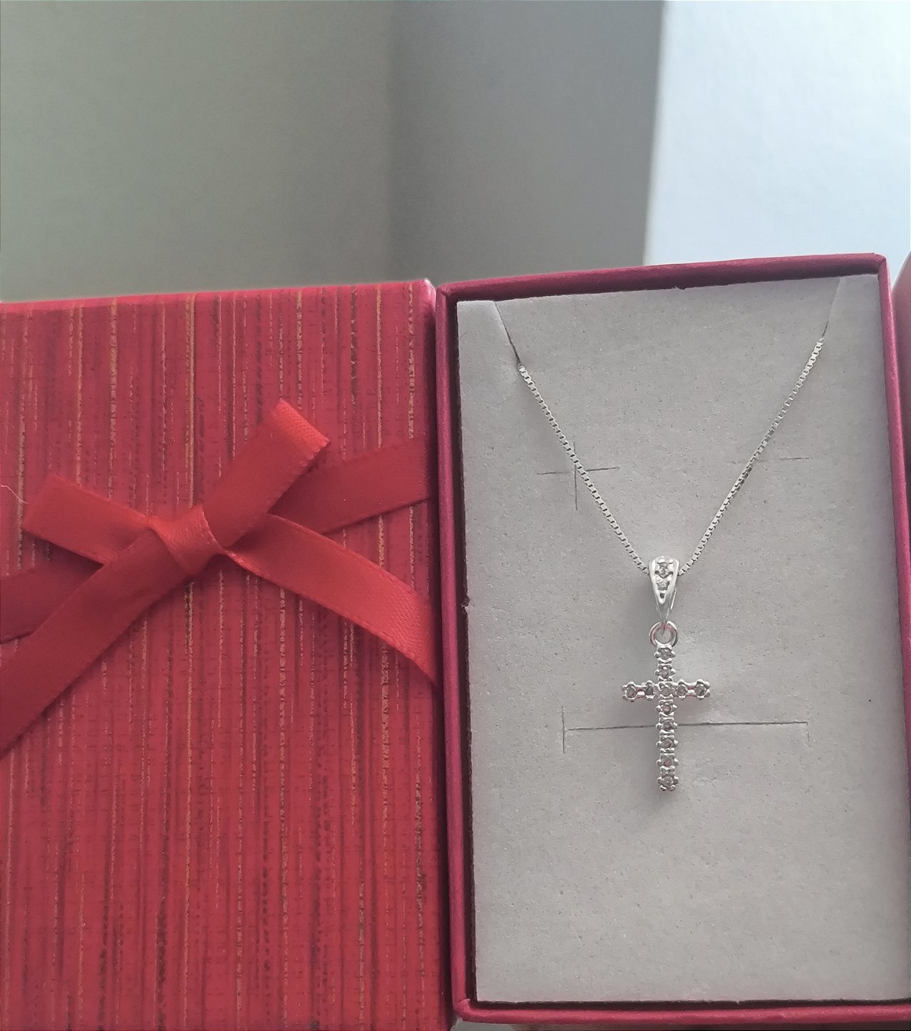 Colar Crucifixo Cravejado Prata 925