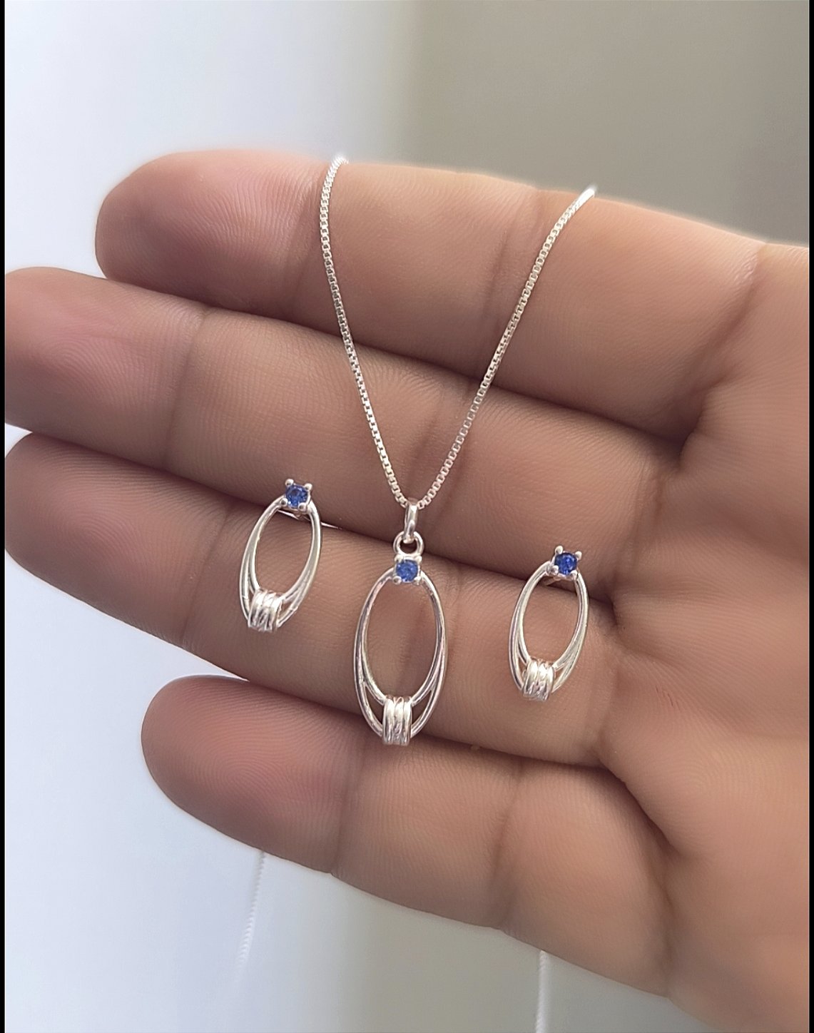 Conjunto Oval Prata 925
