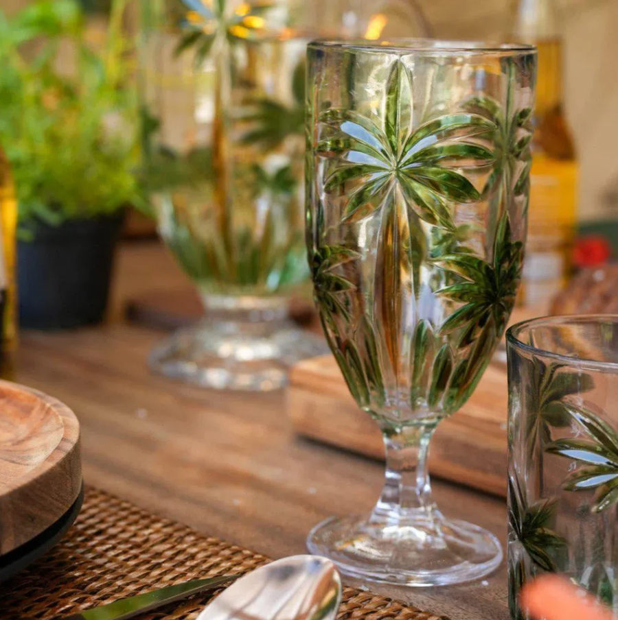TAÇA CRISTAL DE CHUMBO PALM TREE HANDPAINT 450ml - WOLFF