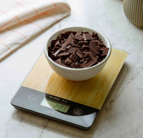 BALANÇA DE COZINHA DIGITAL DE VIDRO COM ESTAMPA DE BAMBU ATÉ 5KG - LYOR