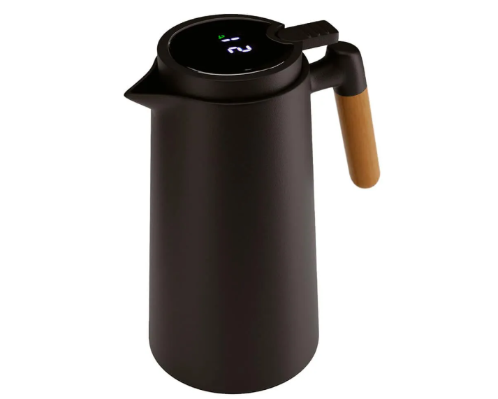 GARRAFA TÉRMICA PARA CAFÉ CABO DE MADEIRA COM TERMÔMETRO DIGITAL 1L - LYOR