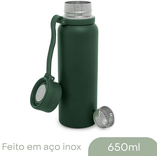 GARRAFA TERMICA DE ACO INOX EXPLORER VERDE 650ML - LYOR