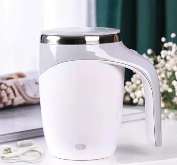 CANECA MIXER DE AÇO INOX COM TAMPA BRANCA - LYOR
