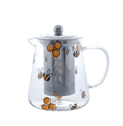 CHALEIRA DE VIDRO RESISTENTE AO CALOR COM FILTRO INFUSOR AÇO INOX BEE 750ML - LYOR