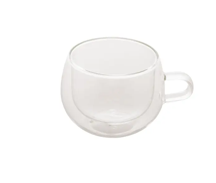 CJ 2 XÍCARAS PARA CAFÉ E CHÁ DUPLA PAR DE VIDRO BOROSSILICATO 240ML - LYOR