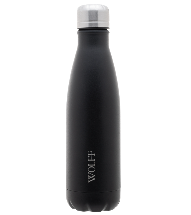 GARRAFA TÉRMICA DE AÇO INOX PAREDE DUPLA ICE PRETA 500ML - WOLFF